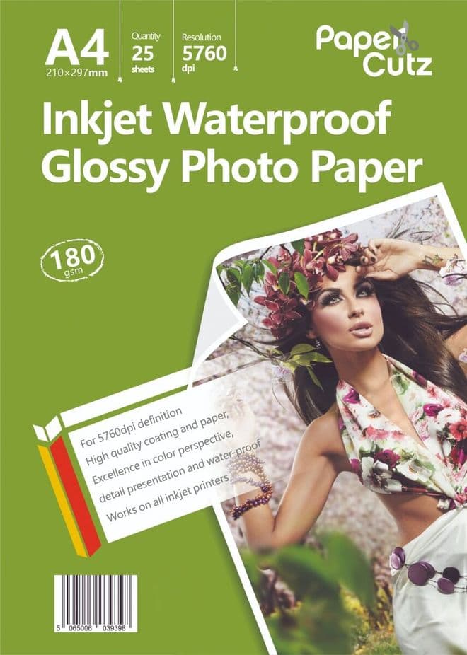 A4 Photo Paper Inkjet Glossy 180GSM Waterproof - 25 Sheets