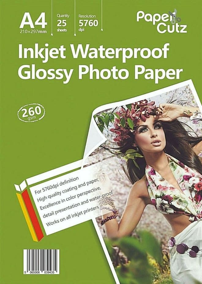 A4 Photo Paper Inkjet Glossy 260GSM Waterproof - 25 Sheets