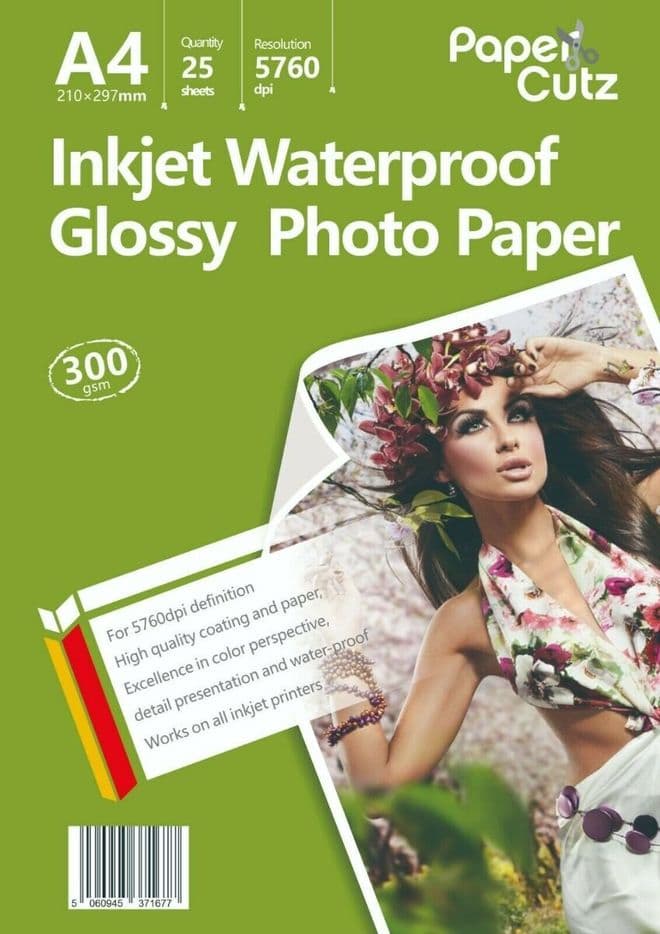 A4 Photo Paper Inkjet Glossy 300GSM Waterproof - 25 Sheets