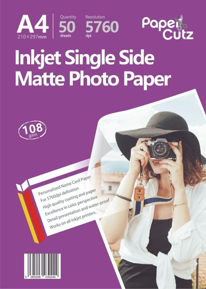 A4 Photo Paper Inkjet Matte 108GSM Single Side - 100 Sheets