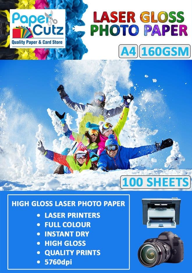 A4 Photo Paper Laser Gloss 160GSM Double Side - 100 Sheets
