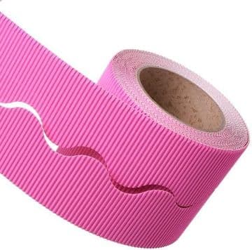 Candy Pink Border Roll Cardboard Corrugated Scalloped Edge - 1 Roll