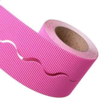 Candy Pink Border Roll Cardboard Corrugated Scalloped Edge - 1 Roll