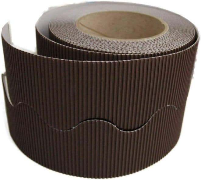 Chocolate Brown Border Roll Cardboard Corrugated Scalloped Edge - 1 Roll