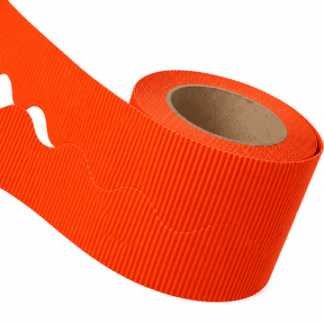 Fire Orange Border Roll Cardboard Corrugated Border Scalloped Edge - 1 Roll