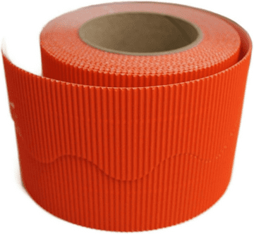 Fire Orange Border Roll Cardboard Corrugated Border Scalloped Edge - 1 Roll