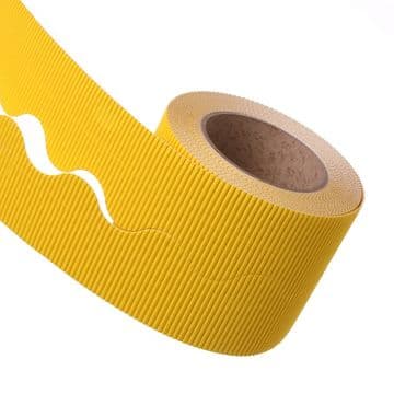 Lemon Yellow Border Roll Cardboard Corrugated Scalloped Edge - 1 Roll