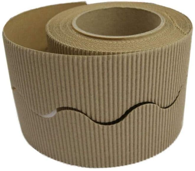 Mocha Border Roll Cardboard Corrugated Scalloped Edge -1 Roll