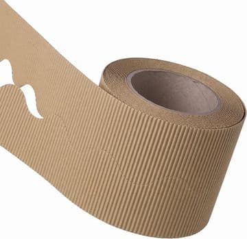 Mocha Border Roll Cardboard Corrugated Scalloped Edge -1 Roll