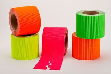 Neon Cardboard Corrugated Border Roll Scalloped Edge - 5 Pack