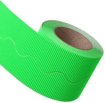 Neon Green Border Roll Cardboard Corrugated Border Scalloped Edge - 1 Roll