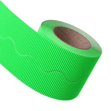 Neon Green Border Roll Cardboard Corrugated Border Scalloped Edge - 1 Roll