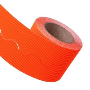 Neon Orange Border Roll Cardboard Corrugated Scalloped Edge - 1 Roll