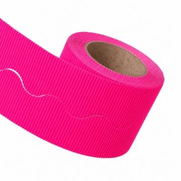 Neon Pink Border Roll Cardboard Corrugated Scalloped Edge - 1 Roll