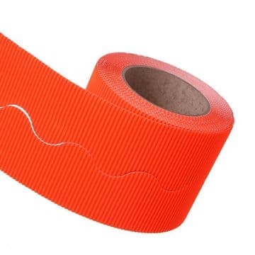 Neon Red Border Roll Cardboard Corrugated Scalloped Edge - 1 Roll
