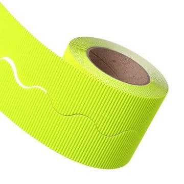 Neon Yellow Border Roll Cardboard Corrugated Scalloped Edge - 1 Roll