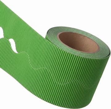 Pale Green Border Roll Cardboard Corrugated Scalloped Edge - 1 Roll