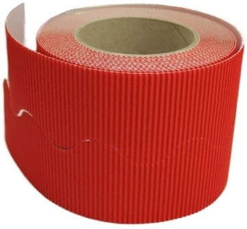 Rose Red Border Roll Cardboard Corrugated Scalloped Edge - 1 Roll