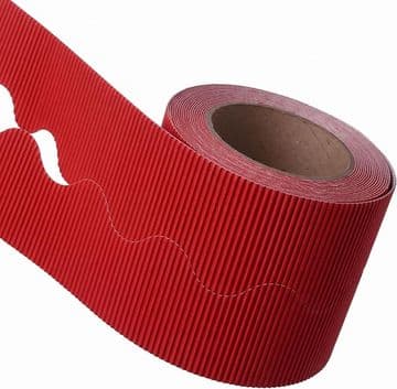 Rose Red Border Roll Cardboard Corrugated Scalloped Edge - 1 Roll