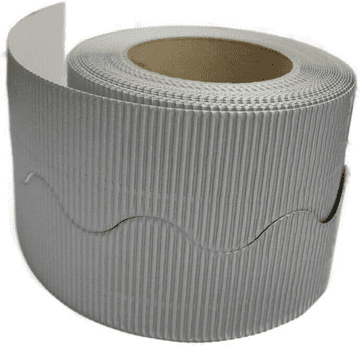 Silver Border Roll Cardboard Corrugated Scalloped Edge - 1 Roll