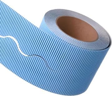 Sky Blue Border Roll Cardboard Corrugated Scalloped Edge - 1 Roll