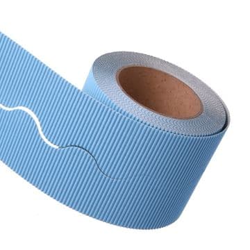 Sky Blue Border Roll Cardboard Corrugated Scalloped Edge - 1 Roll