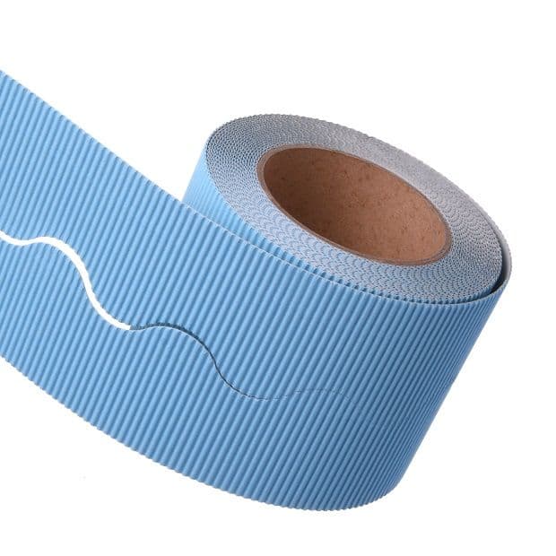 Sky Blue Border Roll Cardboard Corrugated Scalloped Edge - 1 Roll