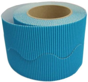 Turquoise Border Roll Cardboard Corrugated Scalloped Edge - 1 Roll