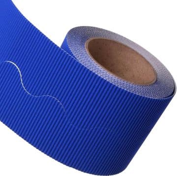 Ultra Blue Border Roll Cardboard Corrugated Scalloped Edge - 1 Roll