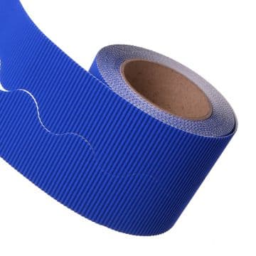 Ultra Blue Border Roll Cardboard Corrugated Scalloped Edge - 1 Roll