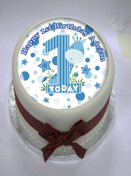 1st Birthday (blue) Edible Cake Topper
