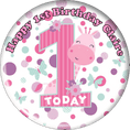 1st Birthday (pink) Edible Cake Topper