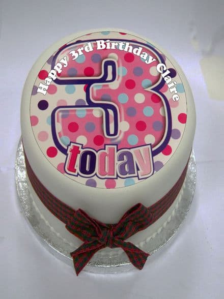 3 Today (pink) Edible Cake Topper