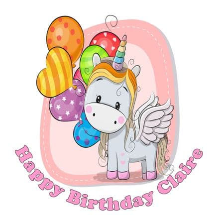 Birthday Unicorn Edible Cake Topper