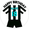 Black & white (Option 2) Football Shirt Edible Cake Topper