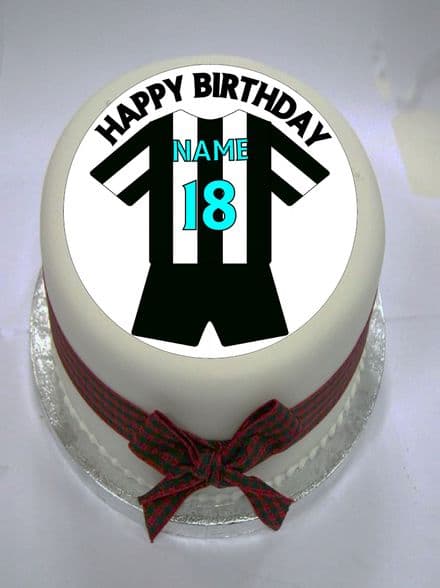 Black & white (Option 2) Football Shirt Edible Cake Topper
