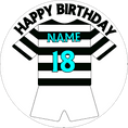 Black & White (Option 3) Football Shirt Edible Cake Topper