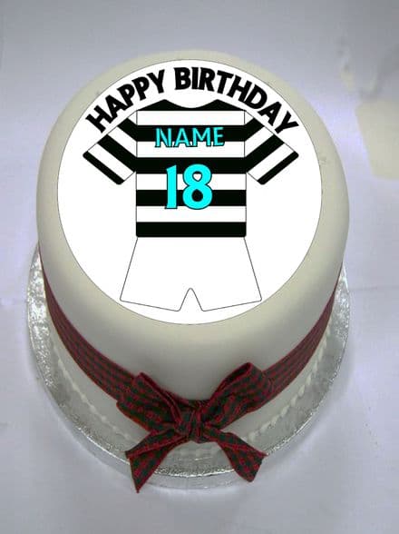 Black & White (Option 3) Football Shirt Edible Cake Topper