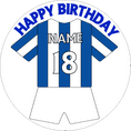 Blue & White (Option 2)Football Shirt Edible Cake Topper