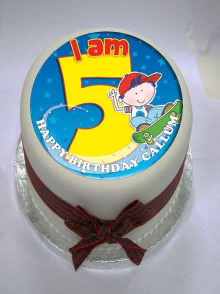 Boy's Happy 5th Birthday Edible Cake Topper