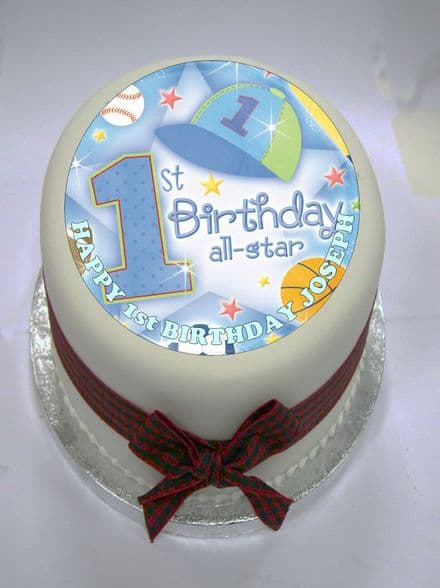 Boys 1st Birthday Edible Cake Topper