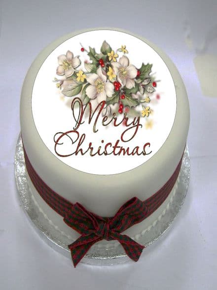Christmas Flowers Edible Cake Topper