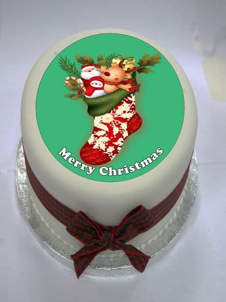 Christmas Stocking (Green) Edible Cake Topper