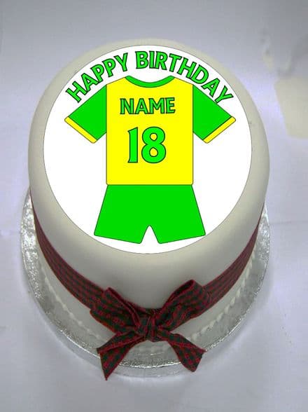 Green & Yellow (Option 1) Football Shirt Edible Cake Topper