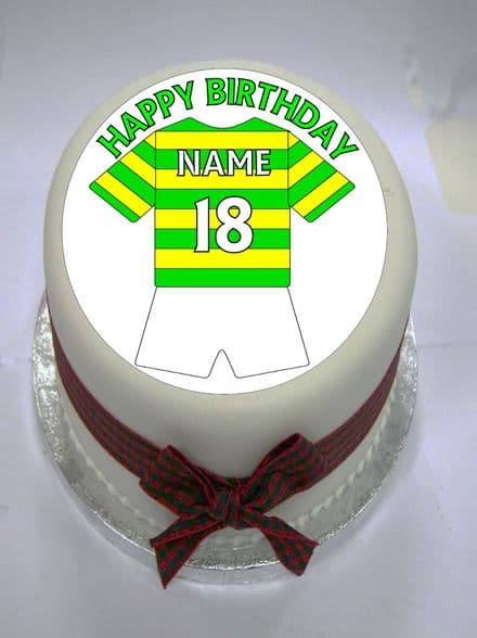 Green & Yellow (Option 2) Football Shirt Edible Cake Topper
