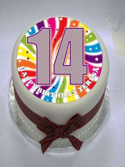 Happy 14th Birthday Edible Cake Topper