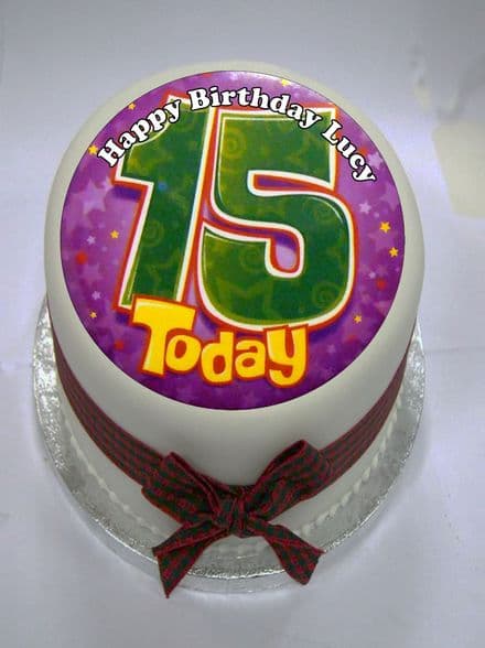 Happy 15th Birthday Edible Cake Topper