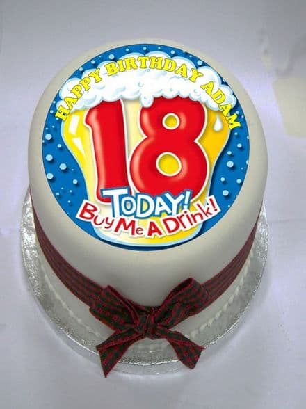 Happy 18th Birthday "Buy me a Drink" Edible Cake Topper
