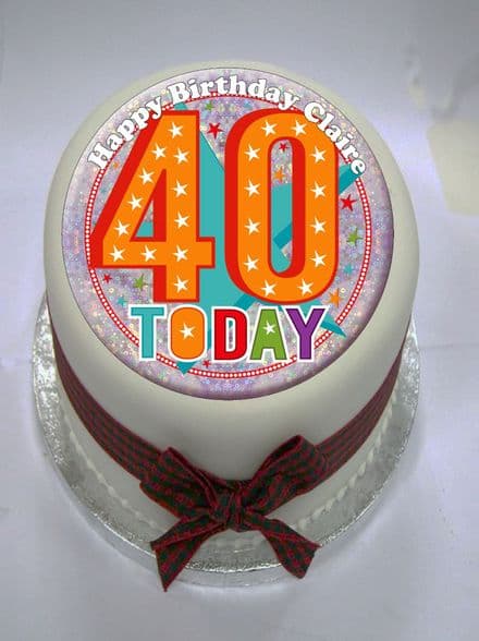 Happy 40th Birthday Edible Cake Topper