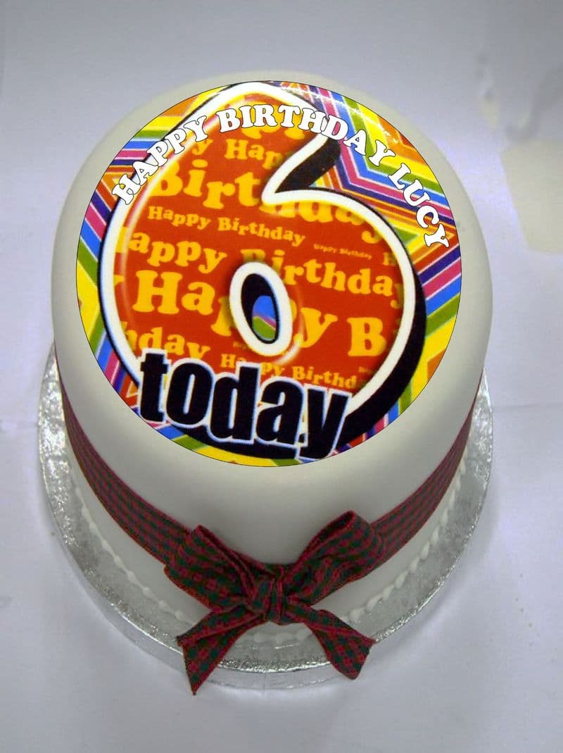 Happy 6th Birthday Edible Cake Topper